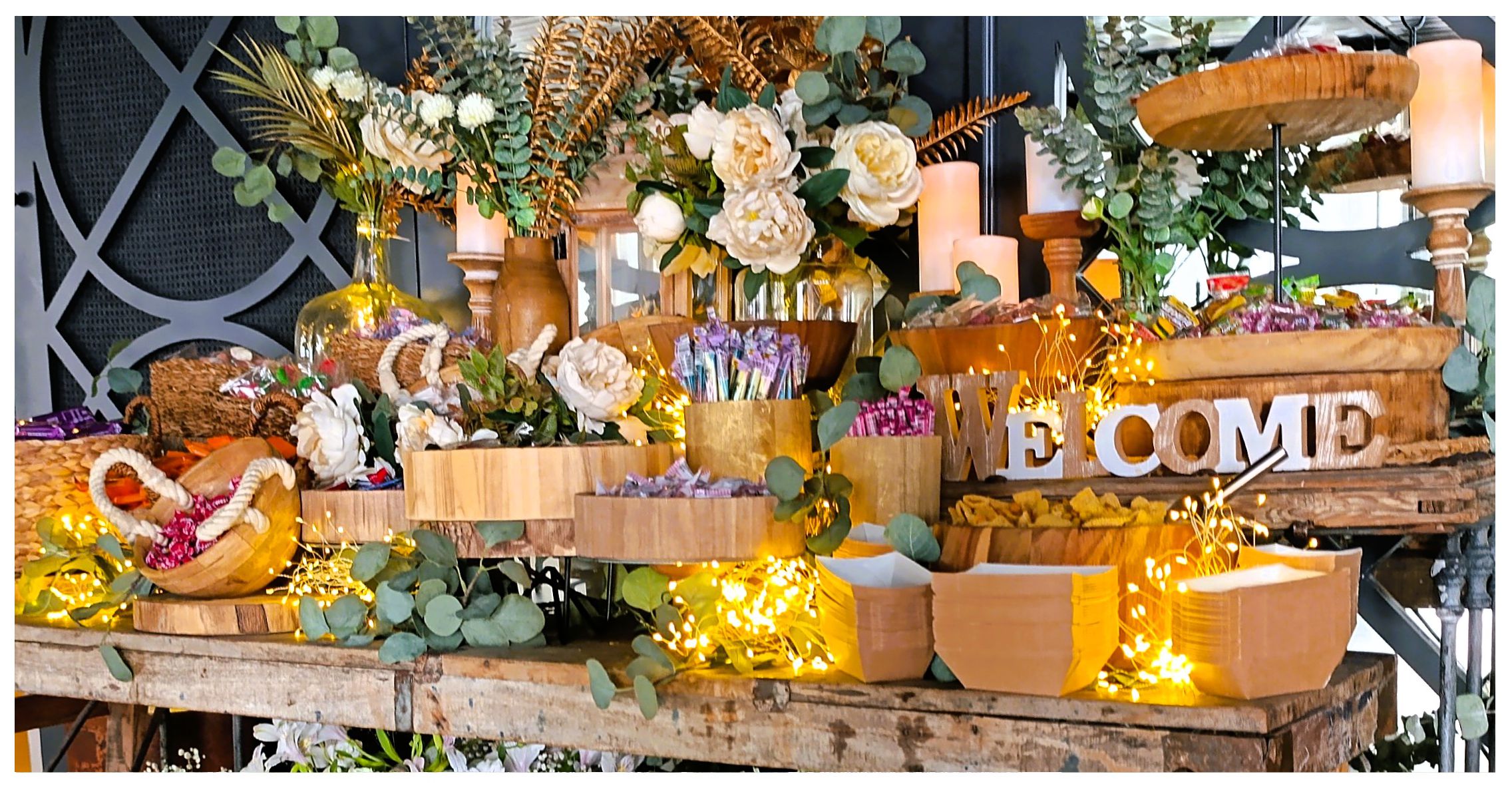 Candy bar boda eucalipto